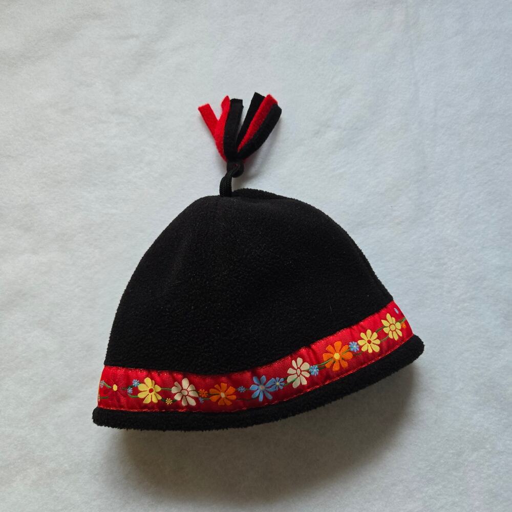 Shred Alert Adult Fleece Hat Beanie Black Red Flower Adjustable Snowboarder Ski